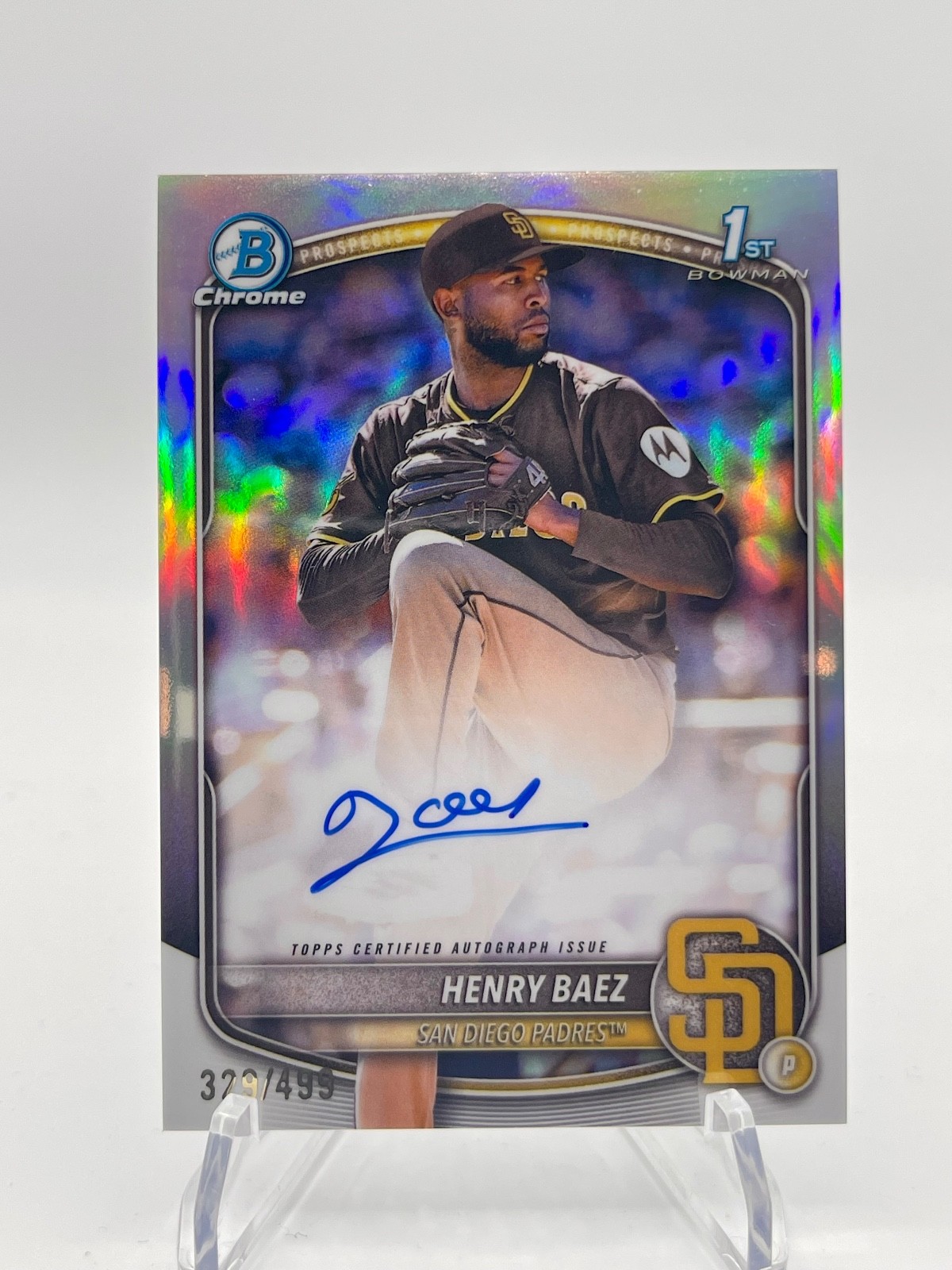 2025 Bowman Chrome Henry Baez Prospect Auto Refractor CPA-HBA Padres #/499