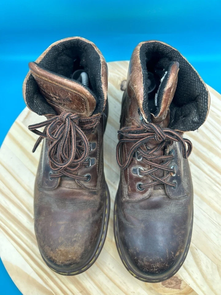 Bota de Combate Dr. Martens 7735 De Colección Para Hombre Talla 9 Cuero Marrón Con Cordones Puntera de Acero Foto 4 de 4