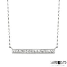 0.15 Carat Natural Diamond Bar Necklace Pendant 14K White Gold