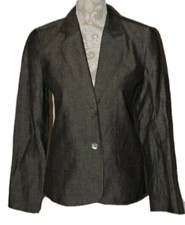 Chicos Blazer Jacket Solid Gray Career Womens 6 Long Sleeves Career Work Lined