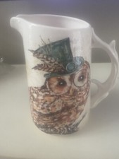 Pier One Ironstone Owl Pitcher 9? Tall New Without Box Branch Shaped Handle