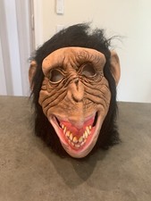 Chimpanzee Mask Latex With Attached Fur Big Teeth