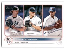 AL Wins Leaders (Gerrit Cole / Chris Flexen / Steven Matz) 2022 Topps #270