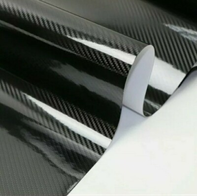 PELLICOLA ADESIVA CARBONIO NERO Lucido 5Dcm 150x170 Car Wrapping Auto Moto EUR 66,90 - IT - Foto 3
