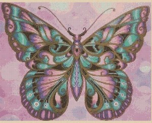 Colorful Lavender Butterfly Counted Cross Stitch Chart Pattern Colorful Lavender Butterfly Counted Cross Stitch Chart Pattern