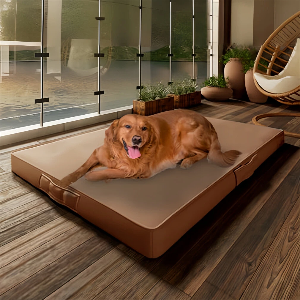 Extra Large Superfiber Dog Bed Microfiber Leather 3D Orthopedic Pet Bed Foldable