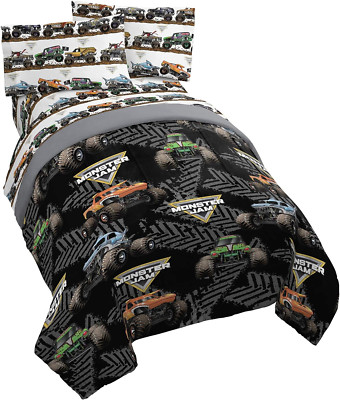 Jay Franco Monster Jam Tracks 5 Piece Full Bed Set - Includes Comforter & Sheet