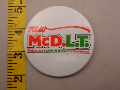Vintage New McD.L.T. Mcdonalds Lettuce & Tomato Hamburger Pinback Button F7A7