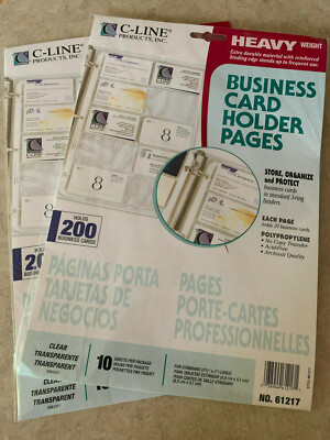 C-LINE PRODUCTS Heavy Weight BUSINESS CARD HOLDER PAGES #61217, 2 pkg holds 400