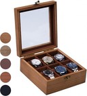 Watch Box, Watch Case for Men Women with Large Glass Lid, Wooden Watch Displa...
