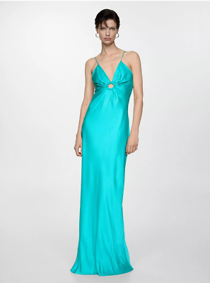Mango Aurora Spaghetti Straps Maxi Dress, Aqua/Turquoise, UK14 (NEW, RRP  79.99) | eBay UK