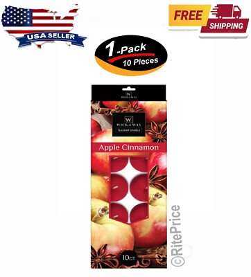 10 PCS Apple Cinnamon Tealights Highly Scented Candles 2.5 Hours Burn Time - New