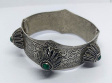 VINTAGE AFRICAN BRACELET COLOR SILVER BERBER TUAREG TRIBAL CUFF ETHNIC BOHO
