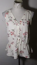 SIENNA SKY Ivory Layered Hem Sleeveless Top Women's Size L NWOT