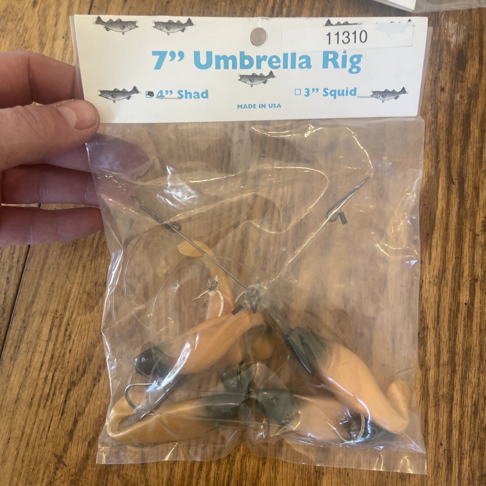 7” Umbrella Rig 4 Arm With 4” Shad (5) Pearl Black New In Package McKala Blk Hd - Image 2
