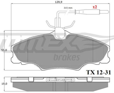 Tomex TX 12-31 Bremsbelagsatz Scheibenbremse vorne div. Peugeot 406