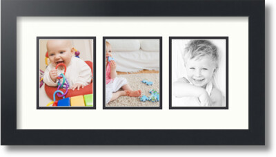 ArtToFrames Collage Mat Picture Photo Frame 3 4x5'' Openings in Satin Black 32