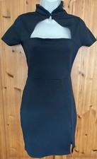PrettyLittleThing Black Open Front Dress Size 8