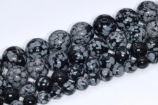 Natural Snowflake Obsidian Beads Grade AAA Round Loose Beads 3/4/6-7/8/10/12MM