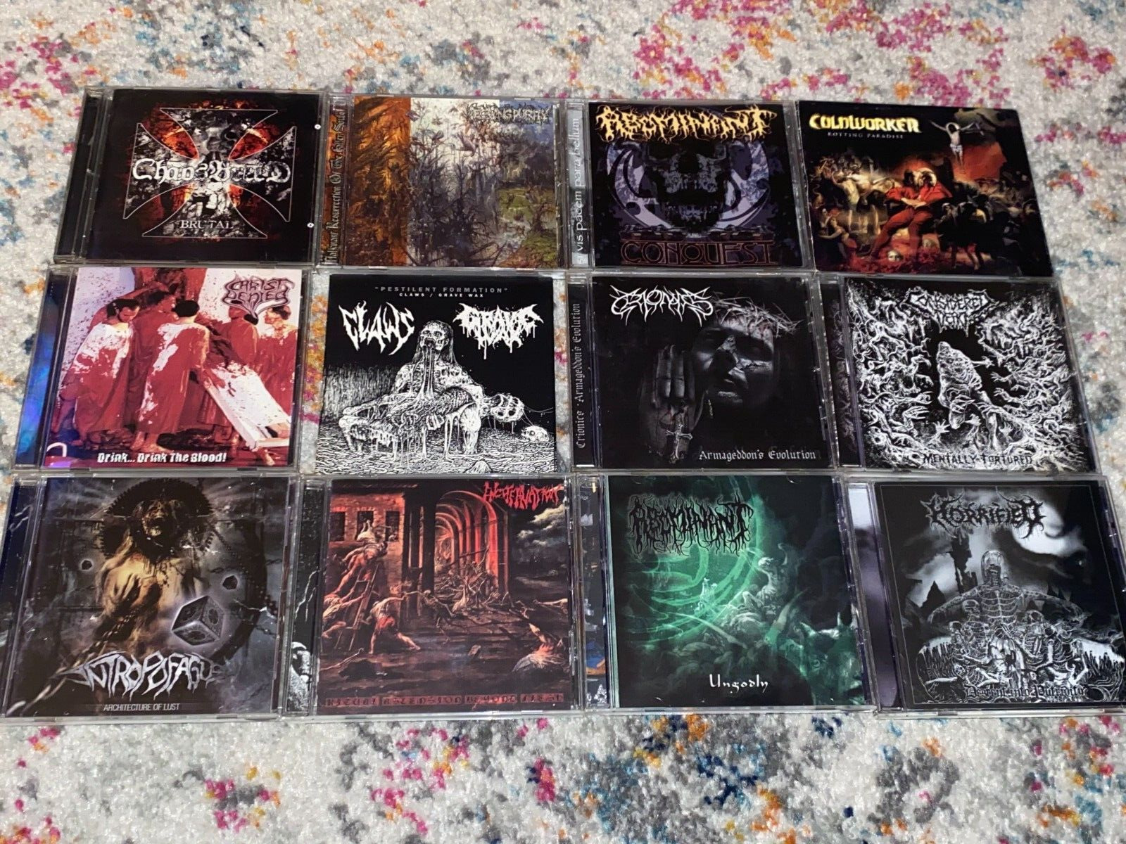 Lot of 12 DEATH METAL CDs  abominant encoffination horrified claws christ denied