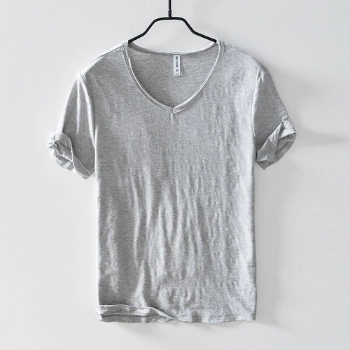 Dünne Kurzarm Herren Classic Fit Baumwolle V-Ausschnitt Freizeit T-Shirts Atmungsaktiv Tee - Bild 26 von 32