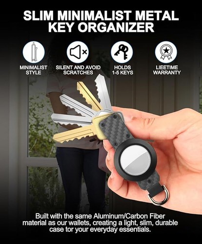 Schlüsselanhänger Schlüsselhalter Keychain mit Airtag Slot, Schlüsselring Schlüssel Organizer für Autoschlüssel - Bild 6 von 12