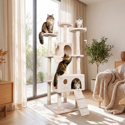 Cat Tree Height 170 cm, Play Tower for Cats with 3 Top Perches