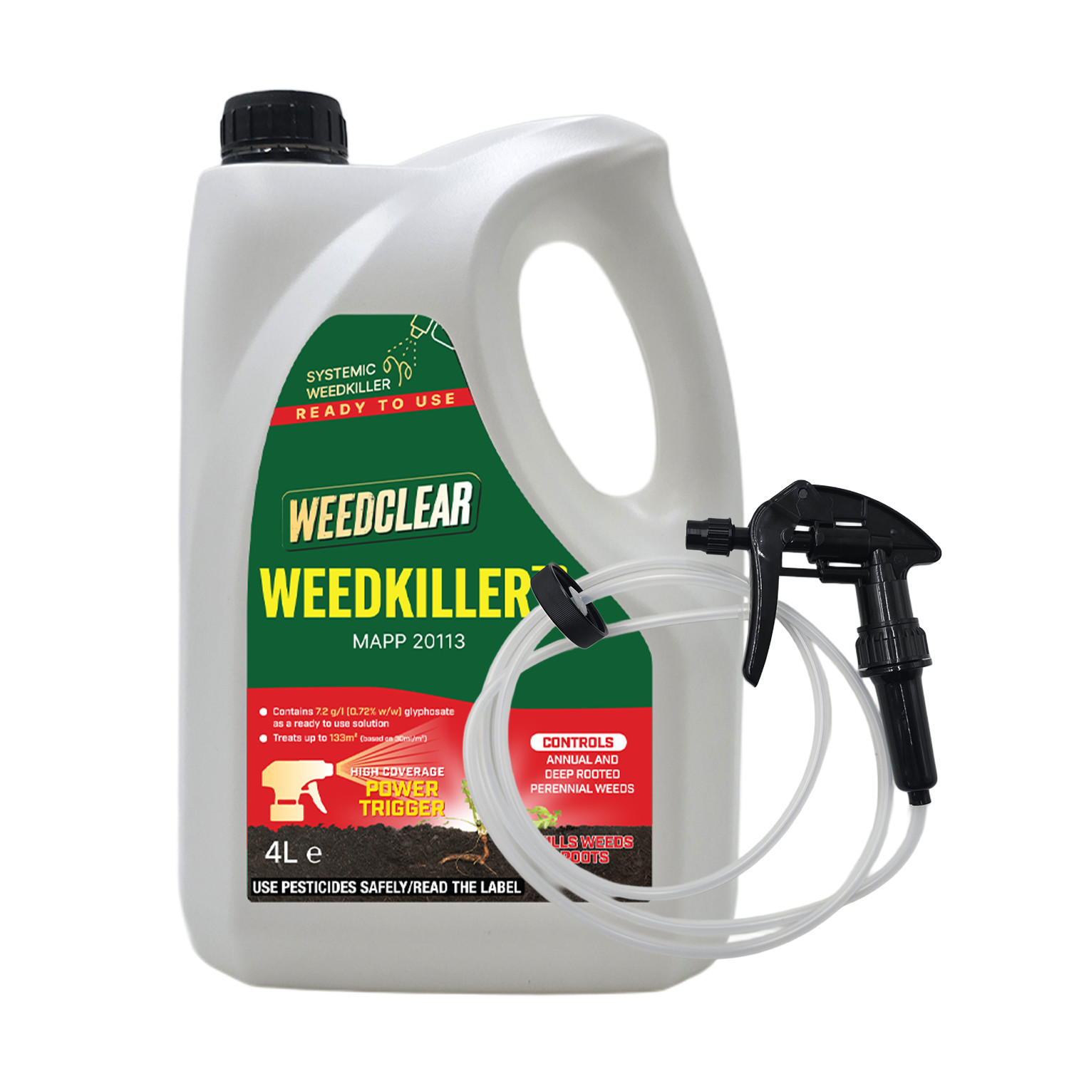 WeedClear Weedkiller 7.2 – 4L Ready-To-Use | Glyphosate | Kills Weeds & Roots