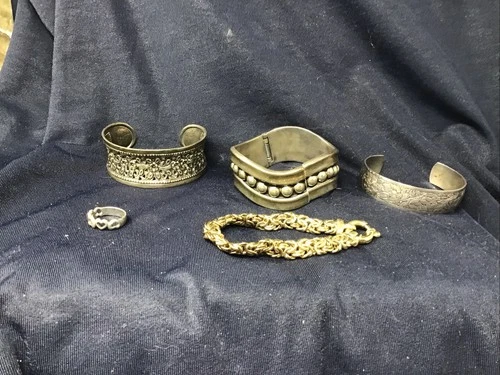 5 Pieces Of Vintage Sterling Silver Jewelry Four Bracelets And One Ring