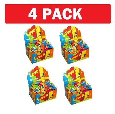4 Pack Love Is Gums Mixed Flavors Sealed Boxes 100 pcs Assorted Bubble Valentine