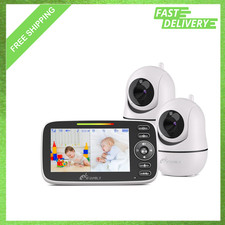 4.3 Inch Split Screen Baby Monitor with 2 Cameras and Audio Long Range Night