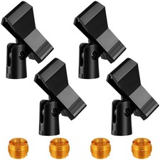 Mic Clips for Stands Set - 4 Piece Adjustable Holders with Black
