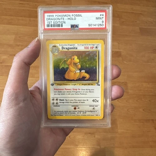 1999 Pokémon Fossil Dragonite Holo 1st Edition PSA 9 Mint