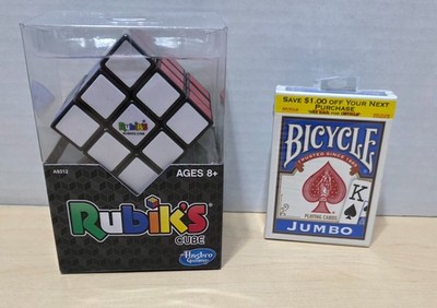 New Sealed Original Rubiks Cube 3x3 Puzzle & Stand & Bicycle Jumbo Playing Cards