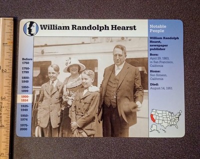 1997 Grolier William Randolph Hearst Newspaper Publisher Vintage Large Card