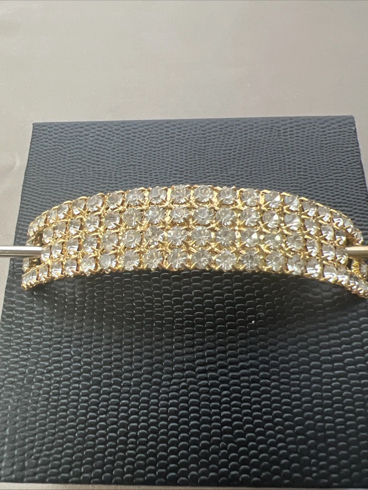 Bareta de pelo vintage de diamantes de imitación de cristal dorado brillante Foto 2 de 4
