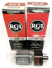 Mid Century RCA Radiotron Electron Tube 12AV5GA In Original Box Set Of 2 1950s