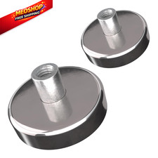 Master Magnetics Grade 42 Neodymium Round Base Magnet Pack of 2 , Silver