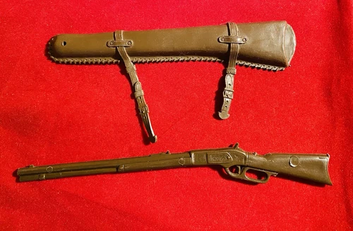 Vintage MARX Best of the West Johnny West Brown Rifle with Scabbard Case 1960's