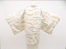 JAPANESE KIMONO HAORI COAT OFF-WHITE 76.5cm 2 ft 6 in PURE SILK AA7803