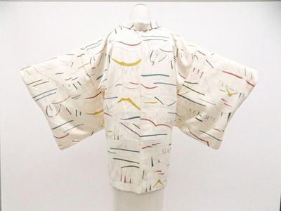 JAPANESE KIMONO HAORI COAT OFF-WHITE 76.5cm 2 ft 6 in PURE SILK AA7803