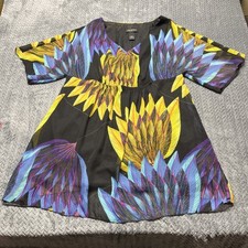 Lane Bryant Black Feather Print Mini Shift Dress Size 14/16 Lined Wearable Art