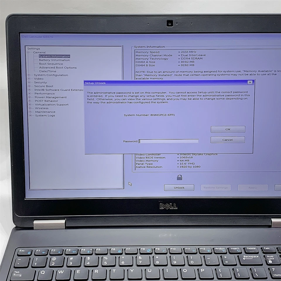 Dell Latitude E5570 Laptop i5 6440HQ 2.60GHZ 15.6" FHD 16GB NO HDD BIOS LOCKED - Image 2 of 4