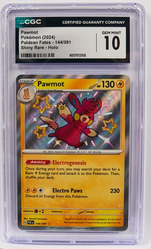 Pawmot 144/091 CGC 10 Baby Shiny Paldean Fates PAF Graded Pokemon Card Slab