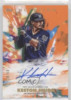 2020 Topps Inception Rookies & Emerging Stars Orange 28/50 Keston Hiura Auto 1u6