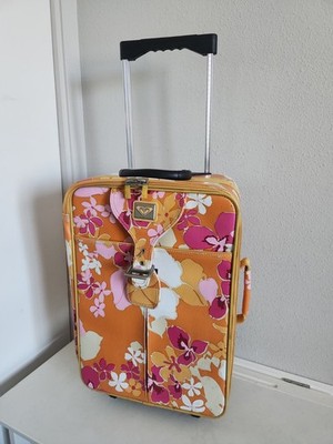 Vintage Roxy Y2K Hawaiian Floral Print Wheeled Suitcase Luggage