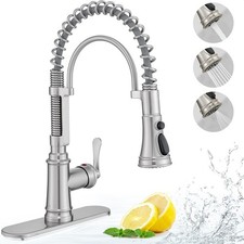 Pull-down Sprayer Kitchen Faucets Brushed Nickel 3 Mode Single Hole Kitchen F...