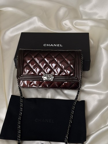 Chanel Boy Wallet on Chain (WOC) Patent Leather Metallic | Crossbody Bag