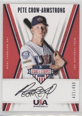 2019 USA Baseball Stars & Stripes Black Ink /499 Pete Crow-Armstrong Auto 19d6
