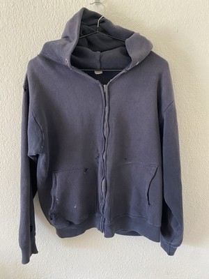 Vintage Sweatshirt Hoodie Navy Blue Sun Faded Zip Up Hooded Size